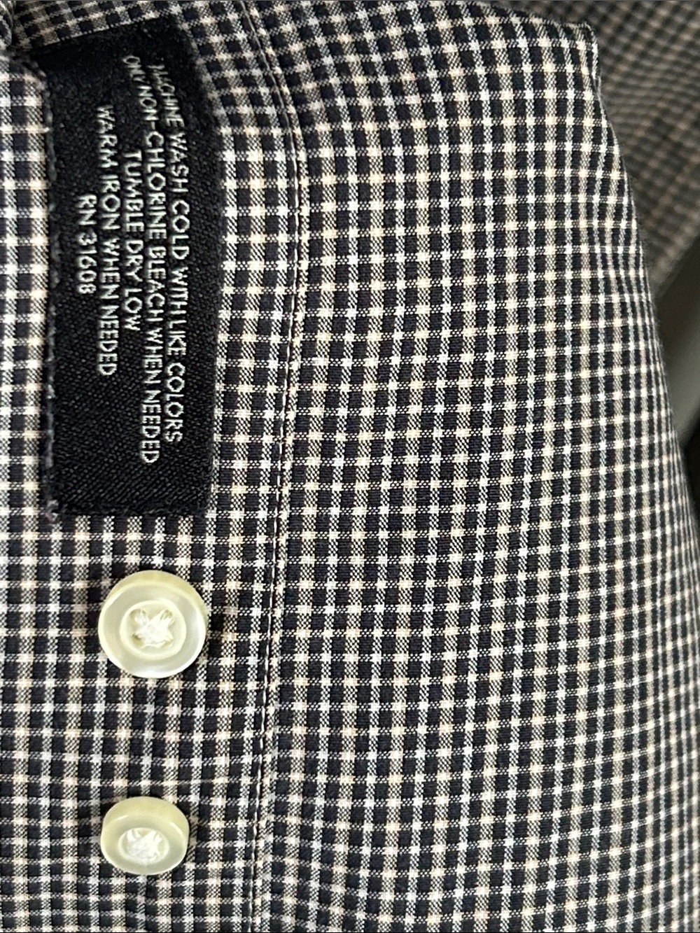 Jos. A. Bank Executive Collection Button Down Shirt Medium Black Tan Microcheck - Picture 3 of 8